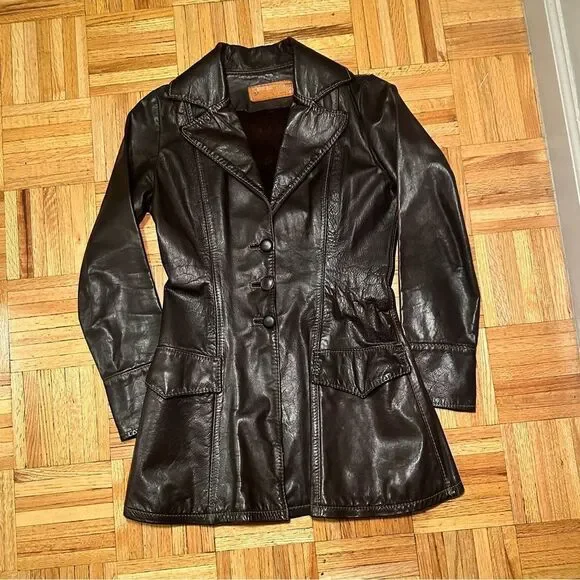 Vintage brown leather jacket - Picture 7 of 7